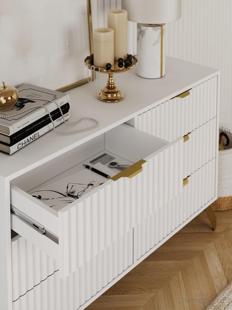 Комод ridberg lugano 6Я белый / золото