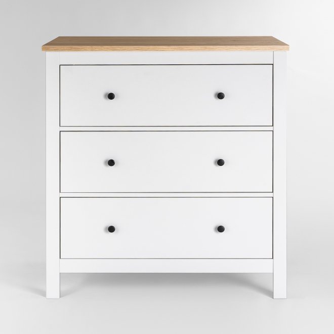 Комод Сага 3 ящика белый / ясень