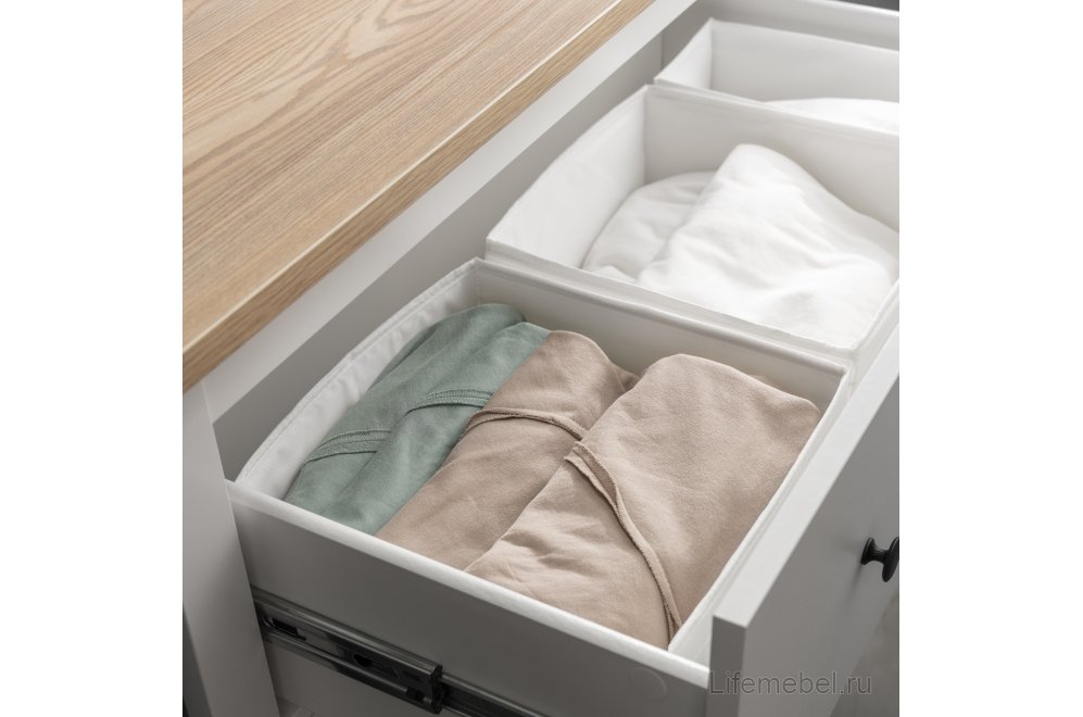 Комод Сага 3 ящика белый / ясень