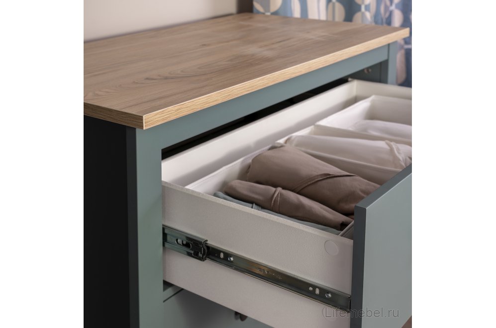 Комод Сага 3 ящика бирюзовый / ясень