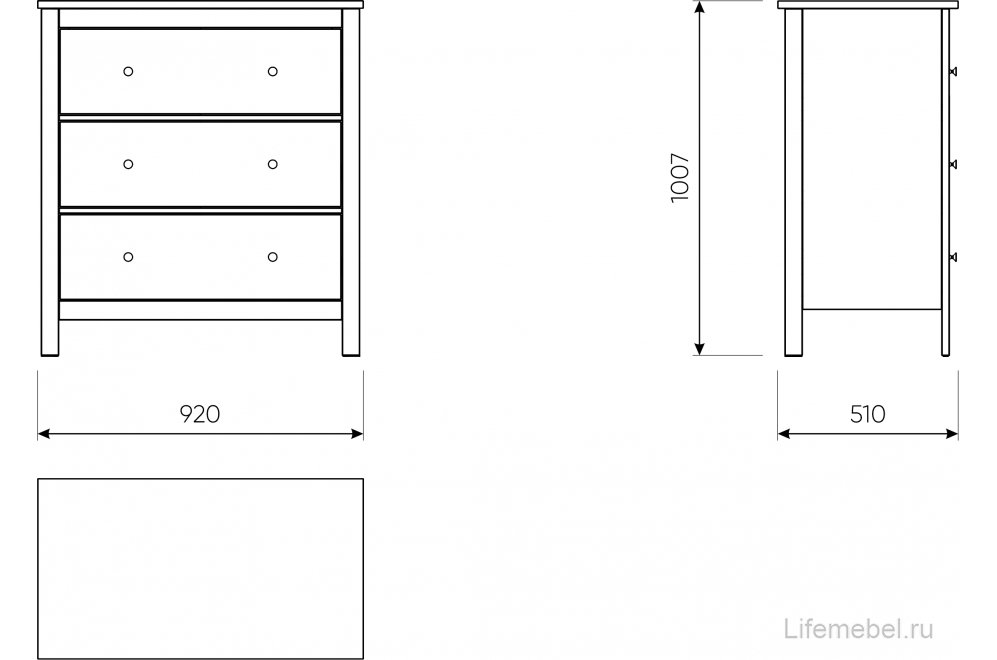 Комод Сага 3 ящика серый / ясень