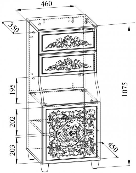 Комод Соня Премиум СО-18К ясень патина