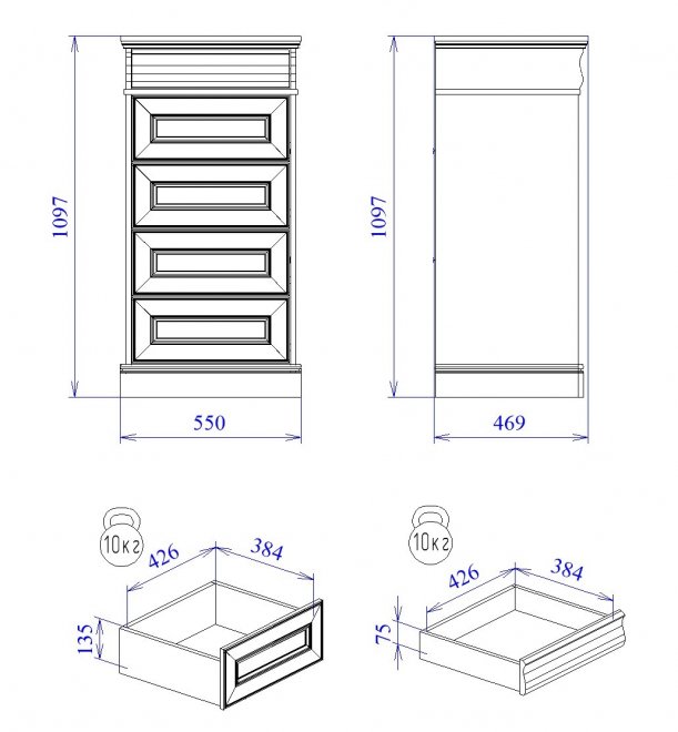 Комод Сиенна высокий береза бежевая