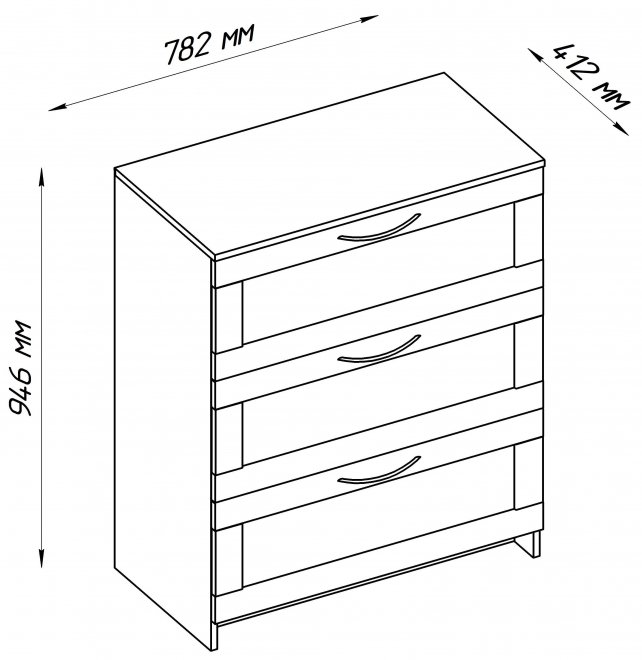 Комод Сириус 3 ящика сонома