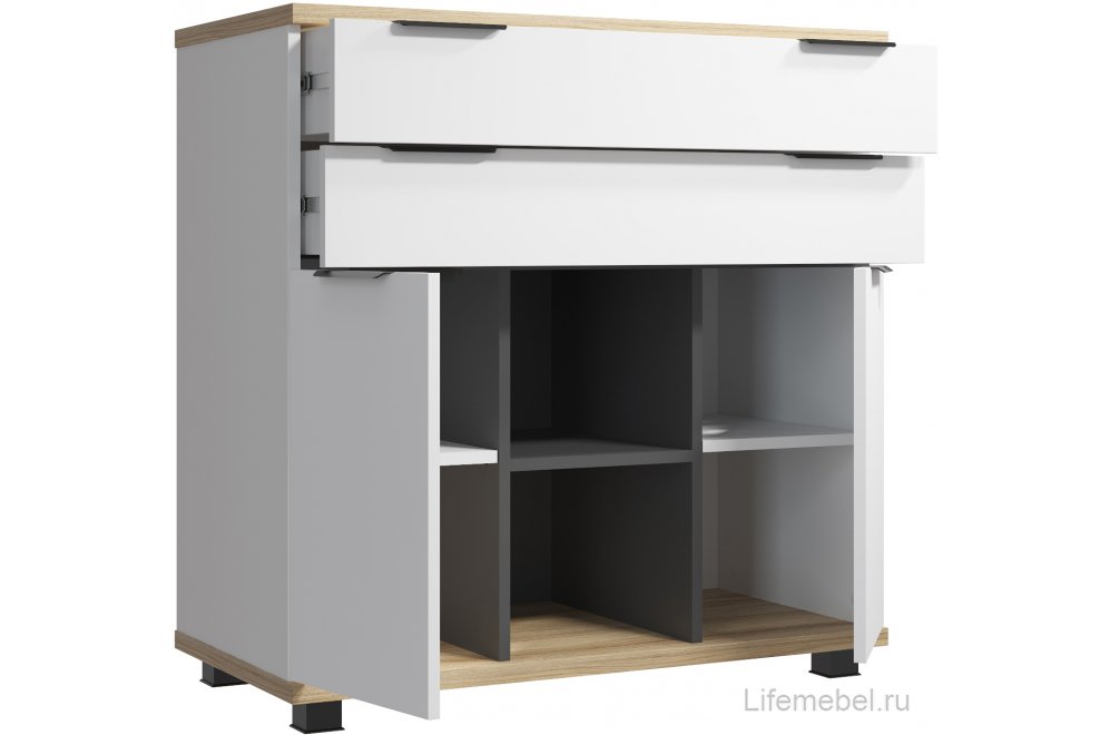 Комод Скайлайт СЛ-10К дуб блэквуд / белый / графит / меренга