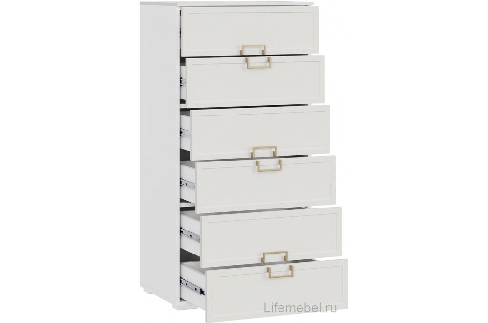 Комод Стелла белый холст / белый жемчуг