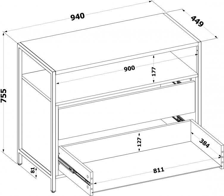Комод Т-400 лдсп дуб сонома