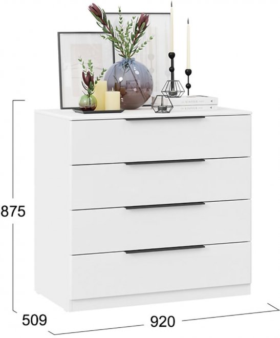 Комод Тесса белый жемчуг / белый глянец