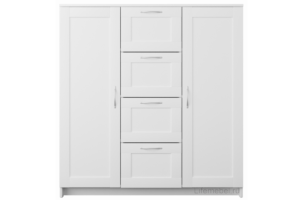 Комод Сириус 117х123 2 двери / 4 ящика белый