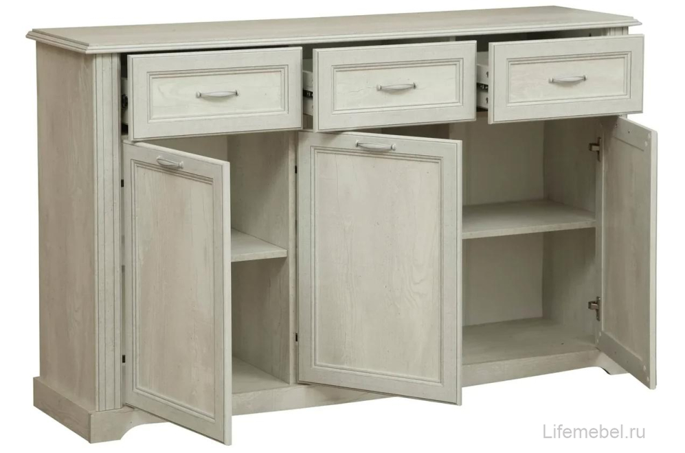 Комод Сохо 32.13-01 ДВПО бетон пайн белый / бетон пайн патина