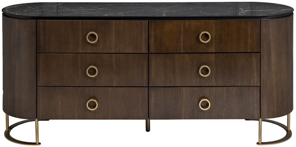 Комод Уэйн черный / темный орех