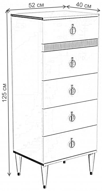 Комод Rimini Solo пенал белый / золото