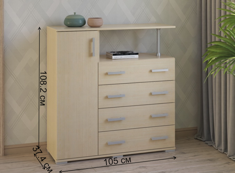 Комод Вента-10 дуб молочный левый