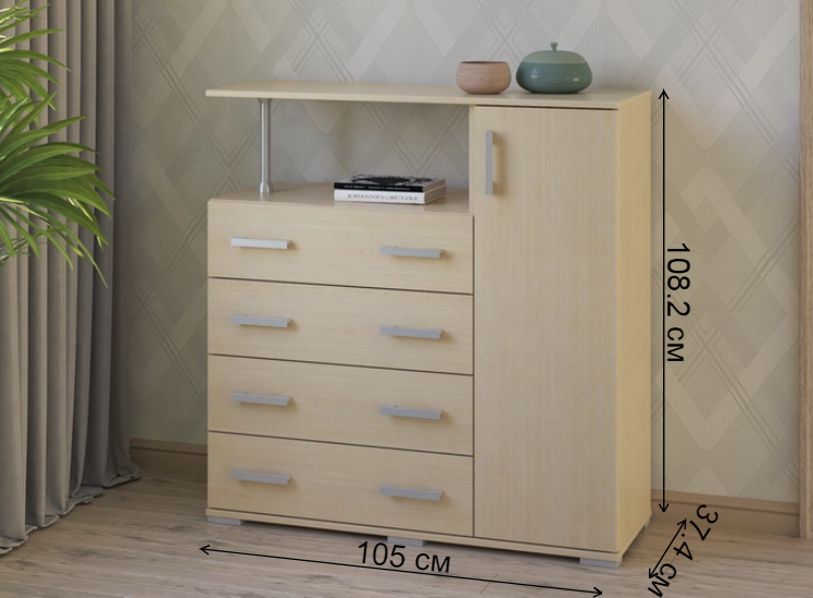 Комод Вента-10 дуб молочный правый