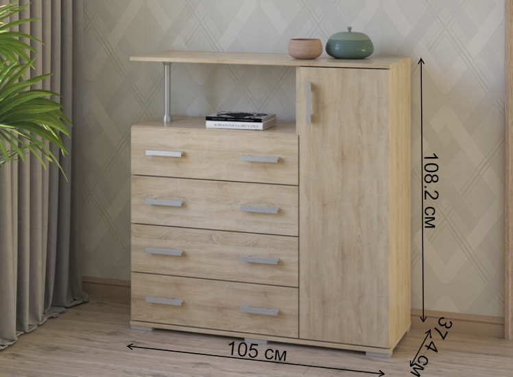 Комод Вента-10 дуб сонома правый