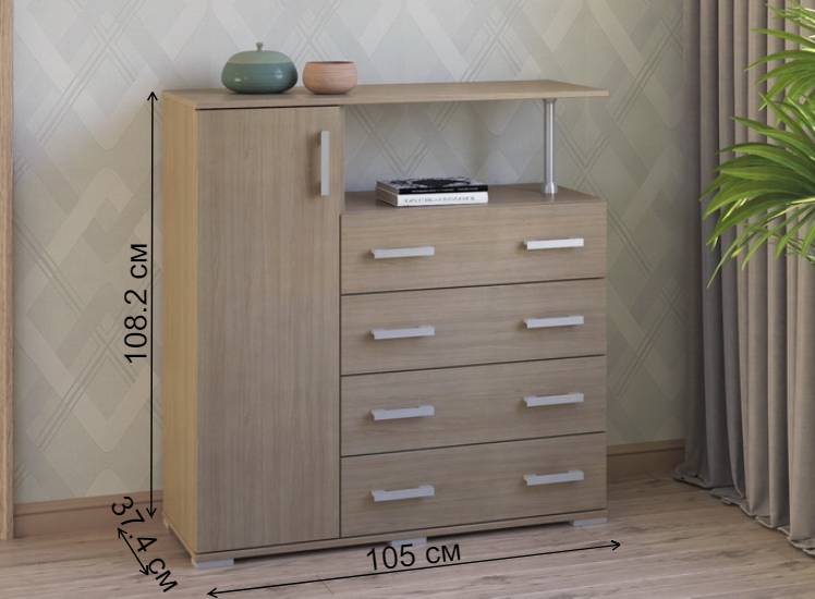 Комод Вента-10 ясень светлый левый