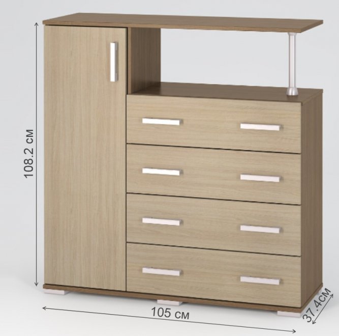 Комод Вента-10 ясень темный / ясень светлый левый