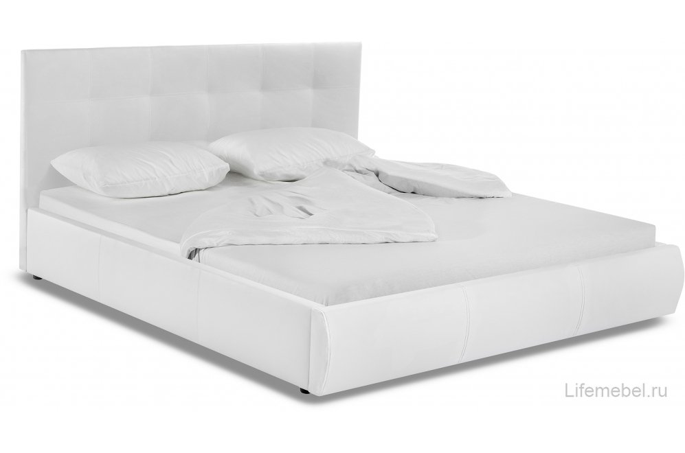 Двуспальная кровать Афродита-2 180x200 экокожа белая