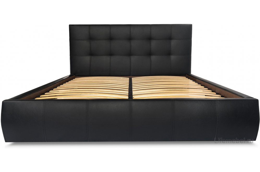 Двуспальная кровать Афродита-2 200х200 с ПМ экокожа черная