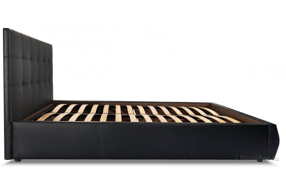 Двуспальная кровать Афродита-2 200х200 с ПМ экокожа черная