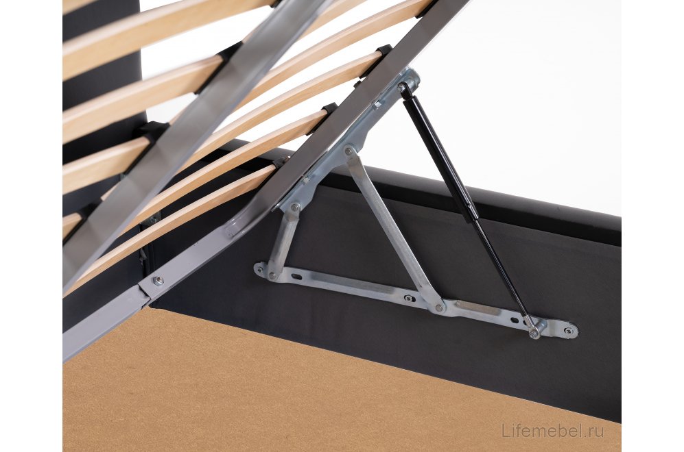 Двуспальная кровать Афродита-3 200х200 с ПМ экокожа черная