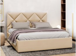 Двуспальная кровать Афродита-6 180х200 с ПМ экокожа marvel cream