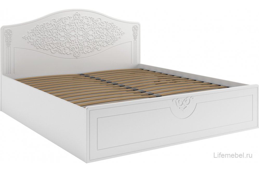 Двуспальная кровать Ассоль АС-61 180х200 с ПМ белое дерево