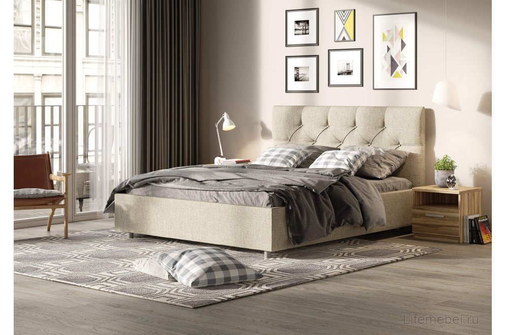 Двуспальная кровать Bari 180x200 с основанием бентли белый