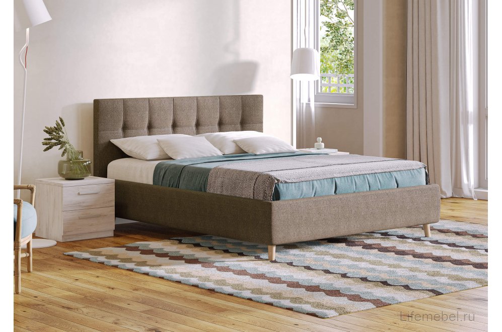 Двуспальная кровать Bella 160x200 с основанием Бентли белый