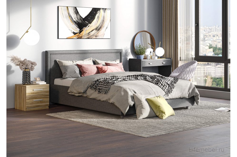Двуспальная кровать Bergamo 160x200 с основанием Марсель белый