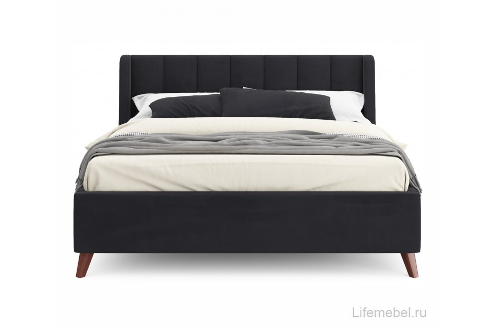 Двуспальная кровать Betsi 160х200 с ПМ велюр черный