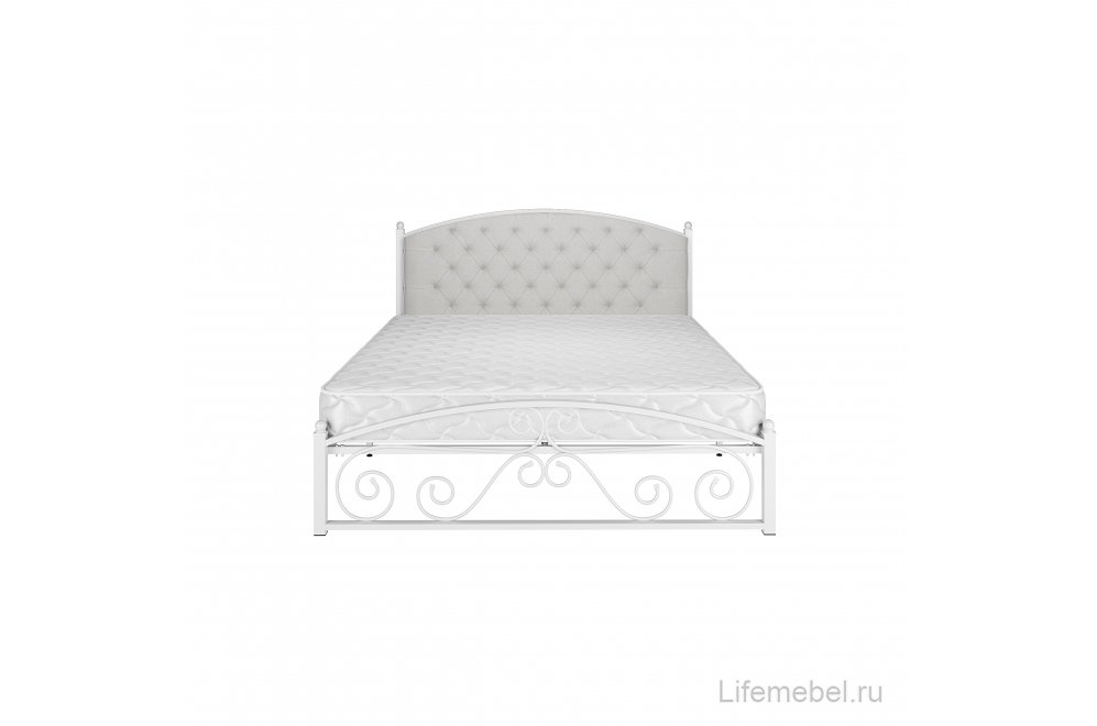 Двуспальная кровать Борнео 160х190 белая экокожа