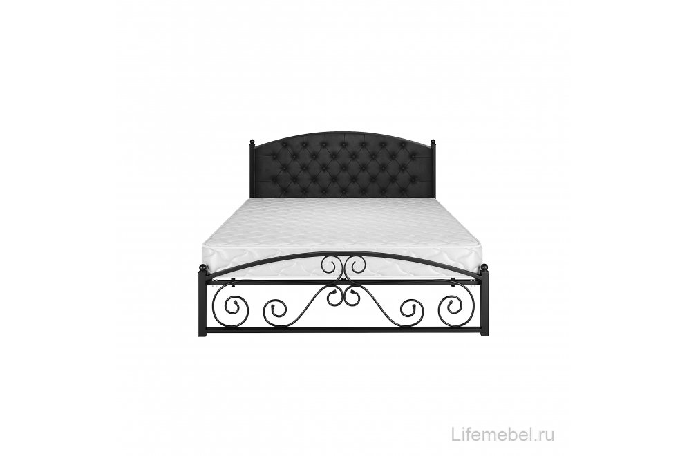 Двуспальная кровать Борнео 160х190 черная экокожа