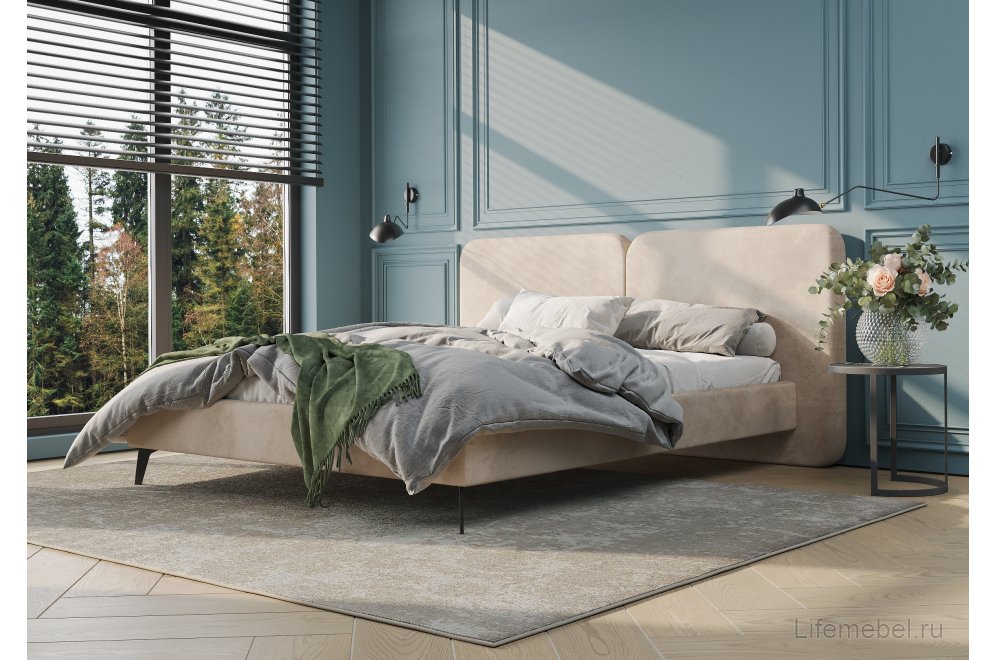 Двуспальная кровать Brooklyn 180x200 с основанием лаунж серый