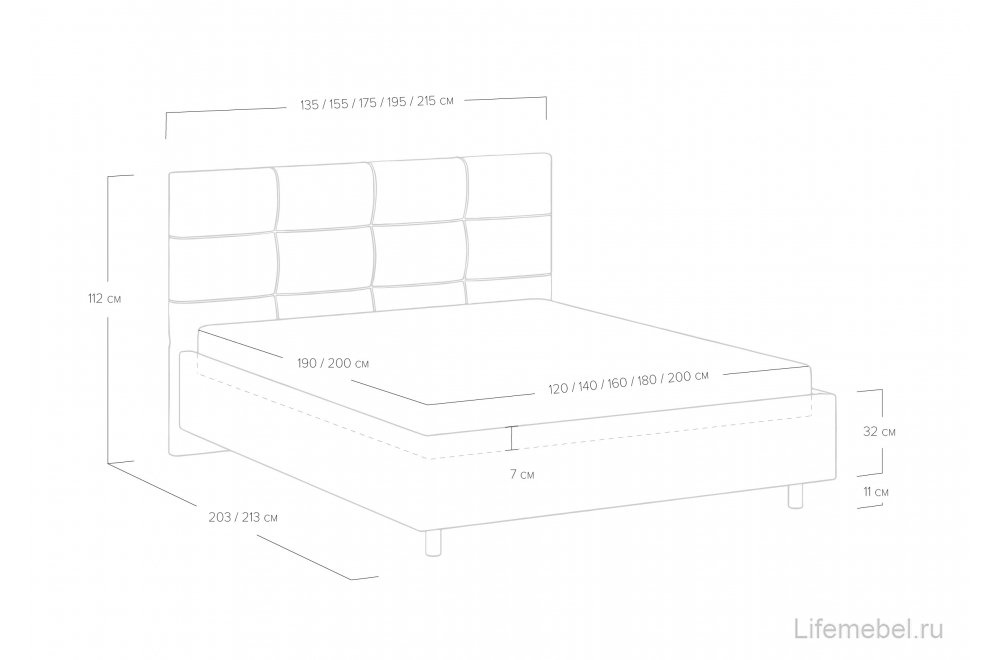 Двуспальная кровать Caprice 180х200 с основанием кремовая ткань Тедди
