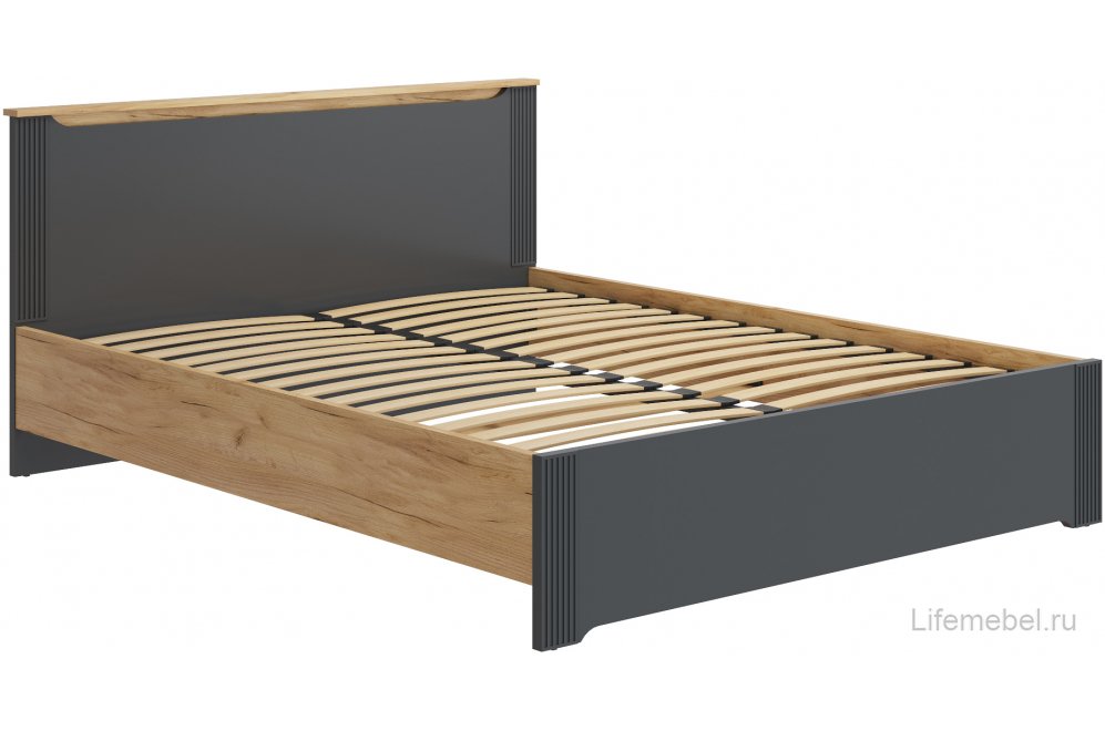 Двуспальная кровать Эмилия ЭЛ-30 160х200 дуб крафт золотой / графит