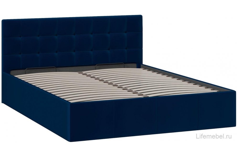 Двуспальная кровать Эмма 160х200 с ПМ велюр confetti blue