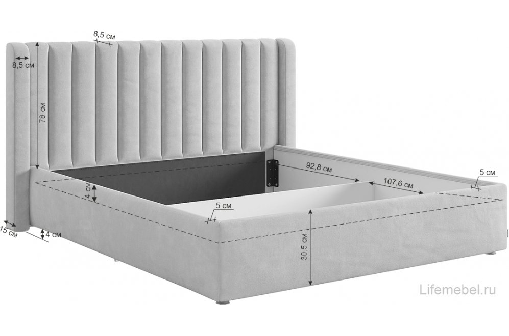 Двуспальная кровать Ева 160х200 латте велюр