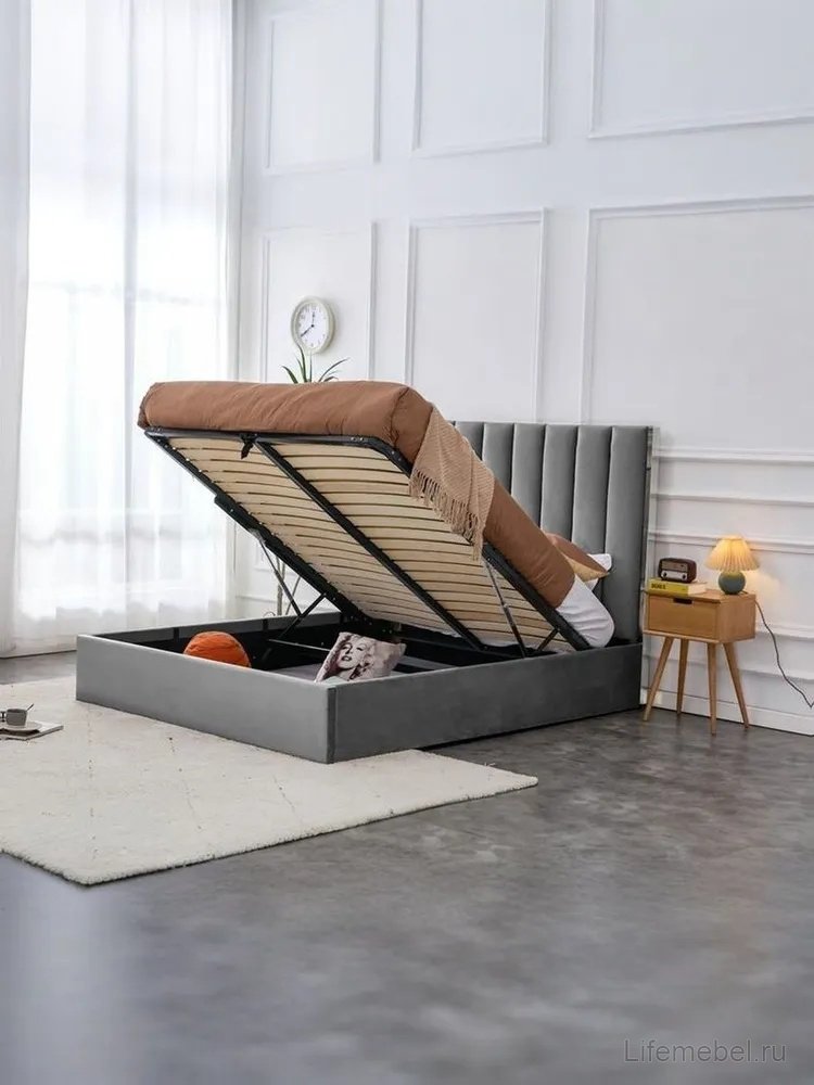 Двуспальная кровать Palazzo 160x200 серая