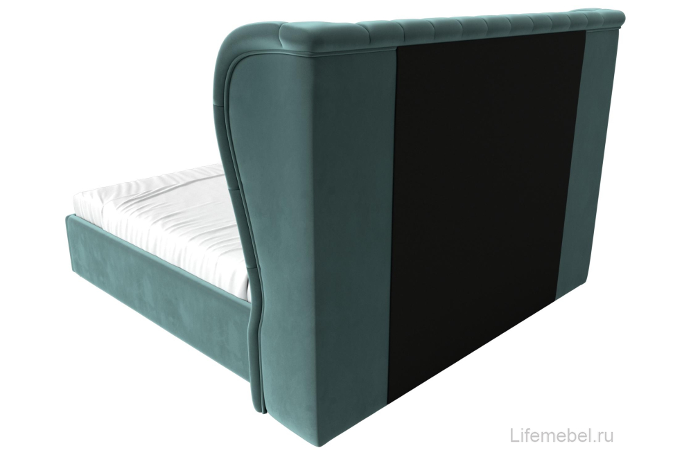 Двуспальная кровать Квант 200х200 с ПМ бирюзовый велюр