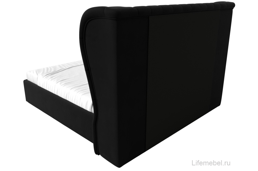 Двуспальная кровать Далия 200х200 с ПМ черный микровельвет