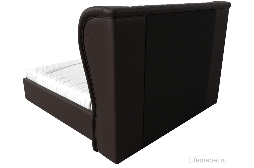 Двуспальная кровать Далия 200х200 с ПМ коричневая экокожа