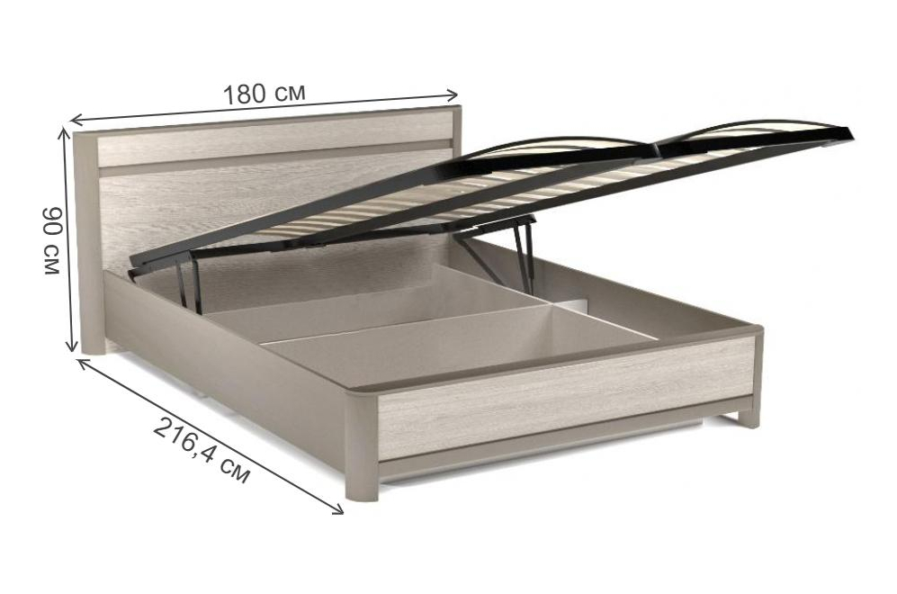 Двуспальная кровать Лацио 160х200 с ПМ серый камень