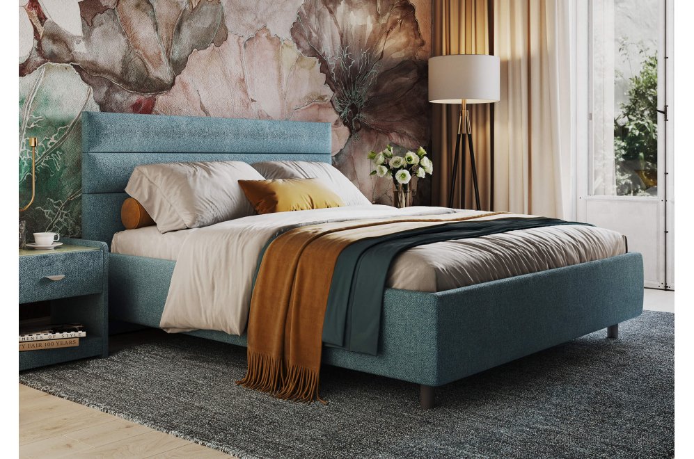 Двуспальная кровать Linda 180x200 с основанием диагональ светло-серый