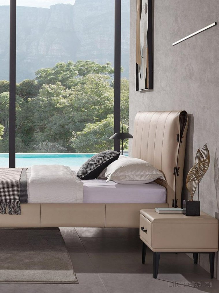 Двуспальная кровать GC1727 бежевая