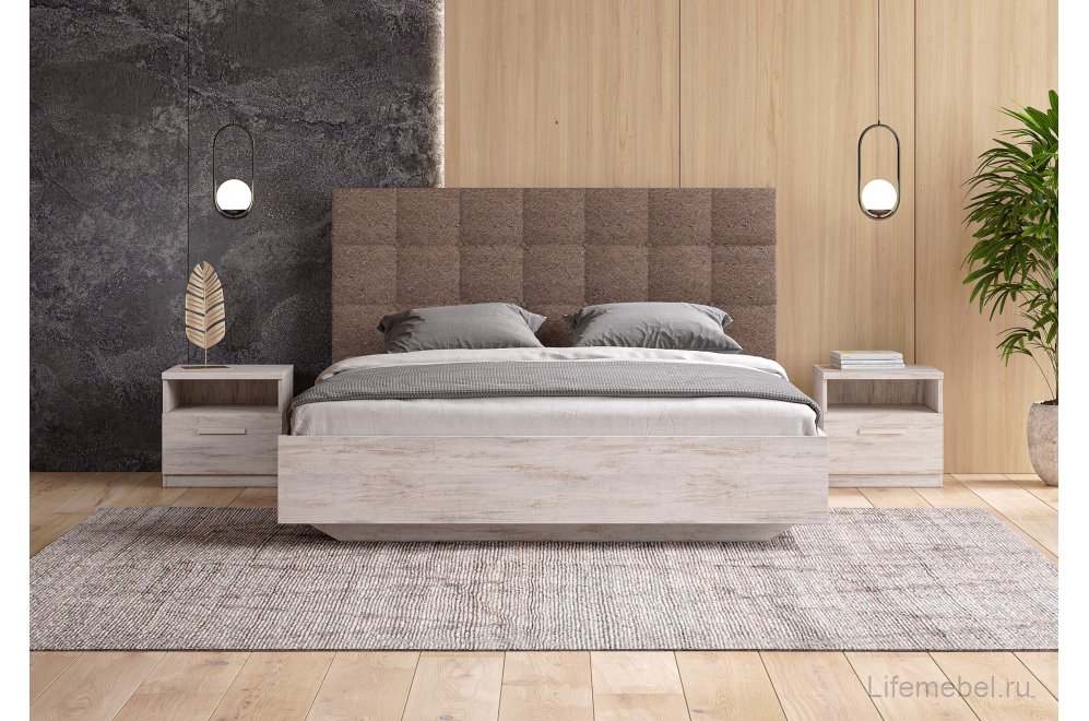 Двуспальная кровать Luiza 180x200 с основанием тедди розовый / ясмунд