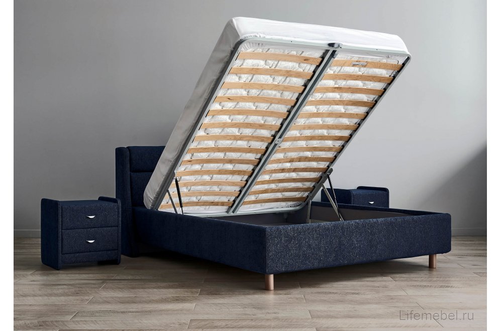 Двуспальная кровать Madrid 180x200 с основанием замша бежевый