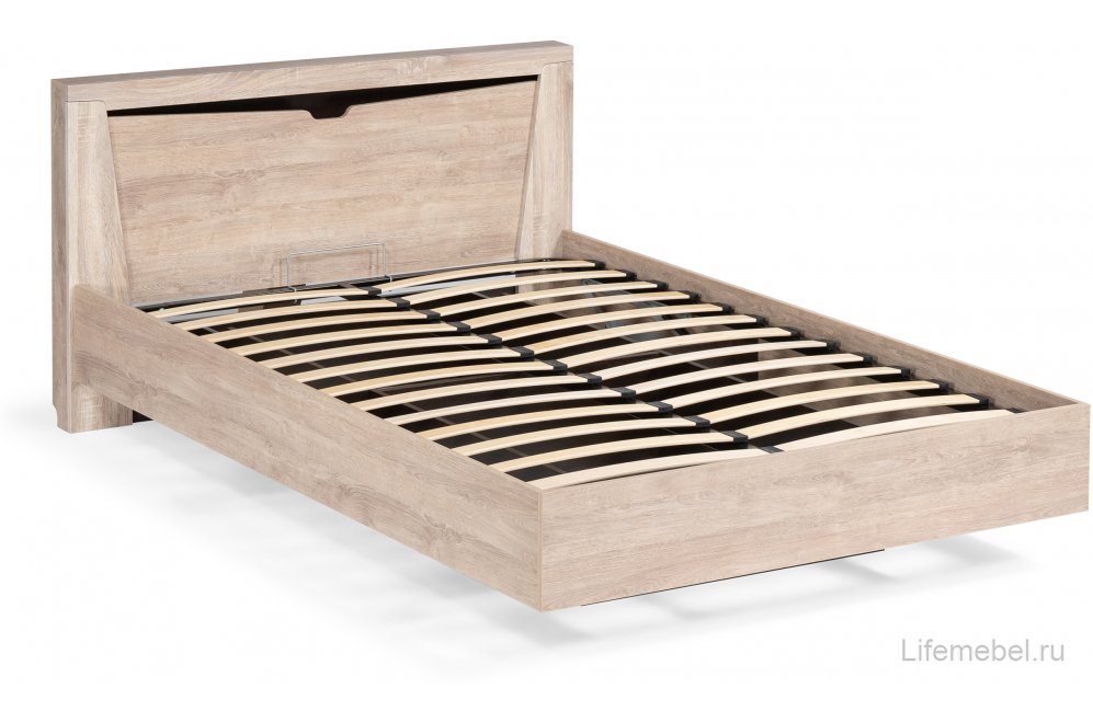 Двуспальная кровать Магантия 160х200 с ПМ парящая дуб баррик