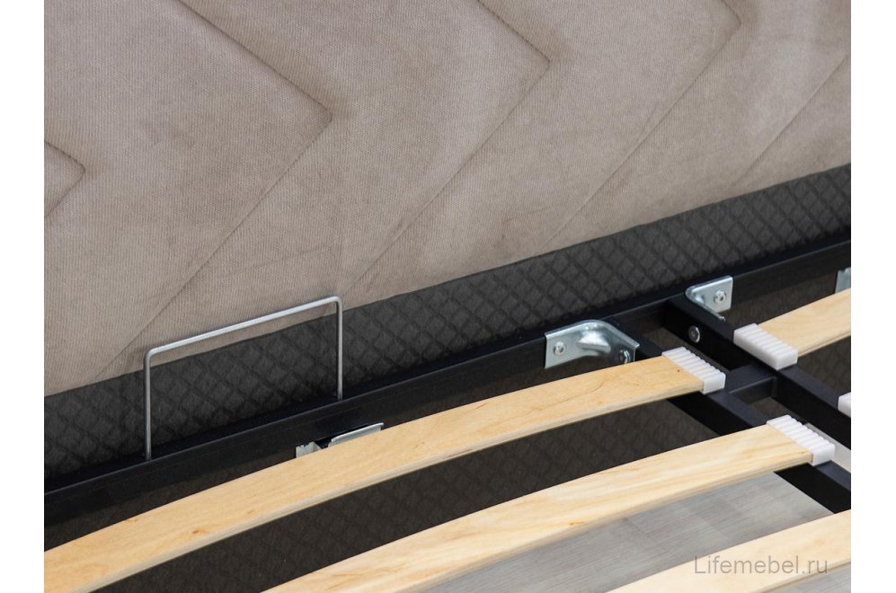 Двуспальная кровать Милана 160х200 с ПМ велюр Леон фог