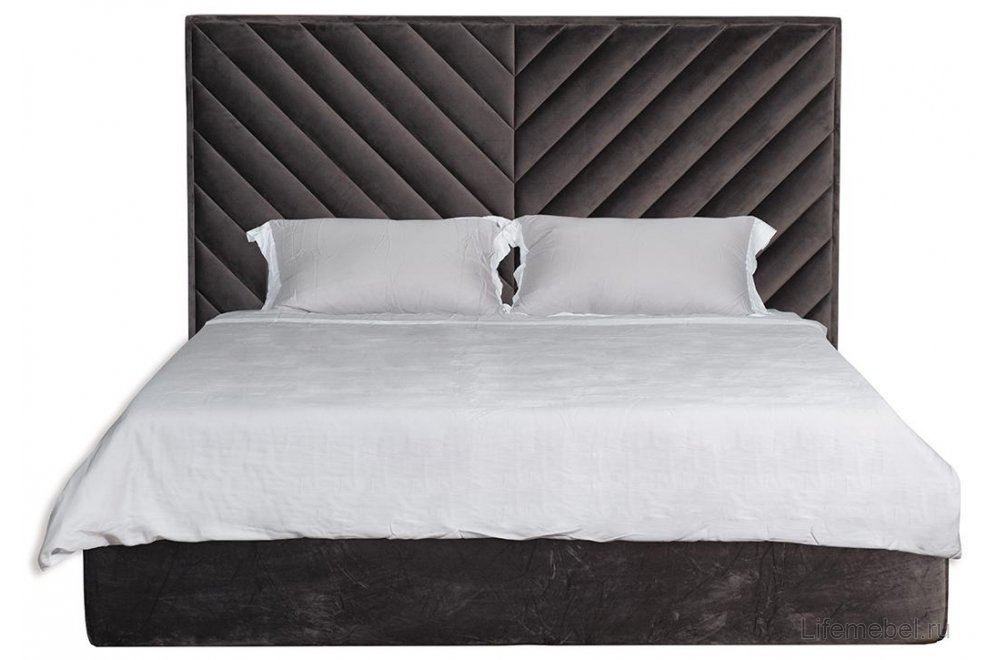 Двуспальная кровать Milano Basic 160х200 с ПМ велюр серый